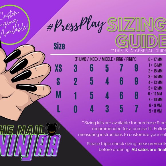 #PressPlay x The Nail Ninjaa  Sizing Kit - Picture 2 of 9